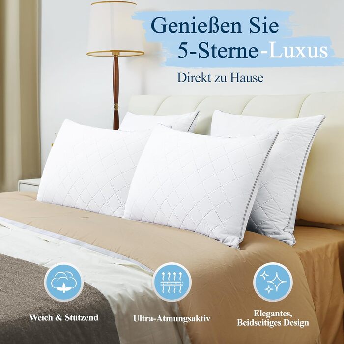 Помаранчеві хвилясті подушки 40x80, 2 шт. - подушки для сну з мікрофібри готельної якості, м&39які дихаючі подушки, сертифіковані Oeko-Tex, подушки для сну на боці та спині, 40x80x18 см