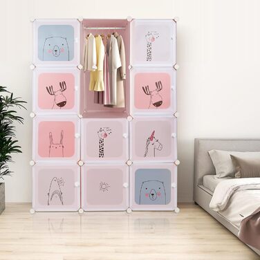 Дитяча шафа Kedia, шафа для спальні, модульна пластикова шафа з дверима, переносна шафа, дитяча шафа (110 * 145 * 37 см рожевого кольору) 110*145*37 см рожевого кольору