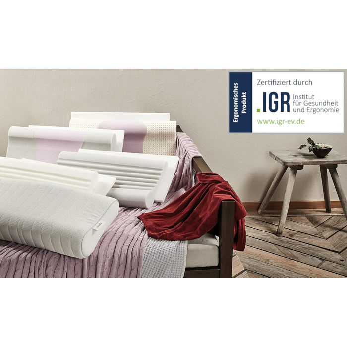 Подушка для шиї PARADIES 40x80 см - reVita Ergonomic - сертифікована IGR, ергономічна подушка для підтримки шиї, висота 10 см