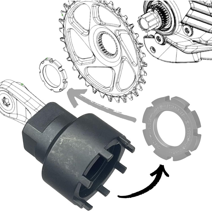 Інструмент Fantic26 Lockring Tool Ebike Bicycle Lockring Chainring Spider Service Tool Інструмент для розбирання Гайка Підходить для Ebike Brose Motor Drive S/Mag для Bosch Gen.2 Gen.3 Performance CX, Yamaha PW-X