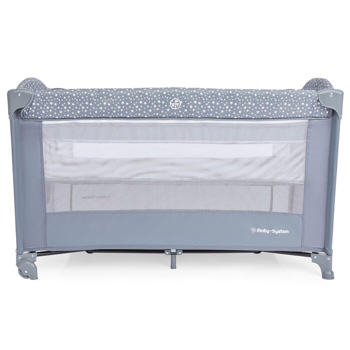 В 1 Дорожнє ліжечко-манеж для малюків Basic Plus, 2 матраци (верхній 0-6 місяців, нижній 6-36 місяців), Складана, Сумка для перенесення, Сірий, 2