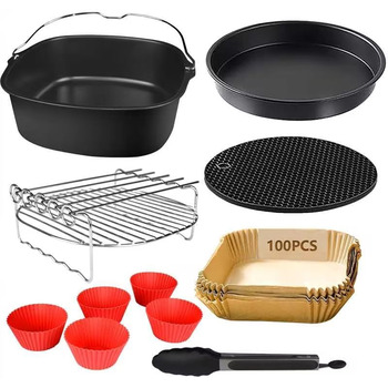 Набір аксесуарів для фритюрниці з 11 предметів, аксесуари для квадратної фритюрниці без бісфенолу А XXL сумісні з Philips Airfryer XXL 7.2 л, 8.3 л, COSORI 5.5 л, Tefal 6.5 л, Cecotec 6L Air Fryer