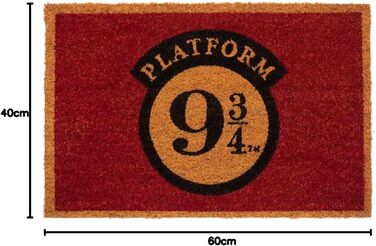 Килимок для дверей Grupo Erik Coconut з гербом Хогвартса та брухту 40x60 см - Забавний килимок для дверей - Килимок для дверей в приміщенні, фанатський предмет Гаррі Поттера, ягода
