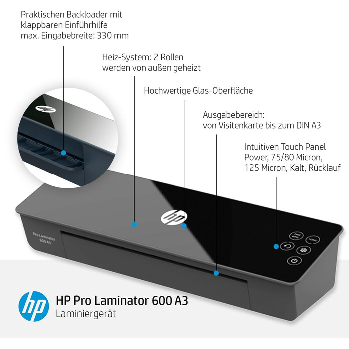 Ламінатор, 75/80-125 мікрон, включаючи пакети для ламінування, 3164 DIN A3, 600 A3
