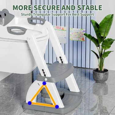 Дитяче сидіння для унітазу зі сходинками, регульоване по висоті, складне дитяче сидіння для унітазу 2 в 1 з м&39яким сидінням, сті