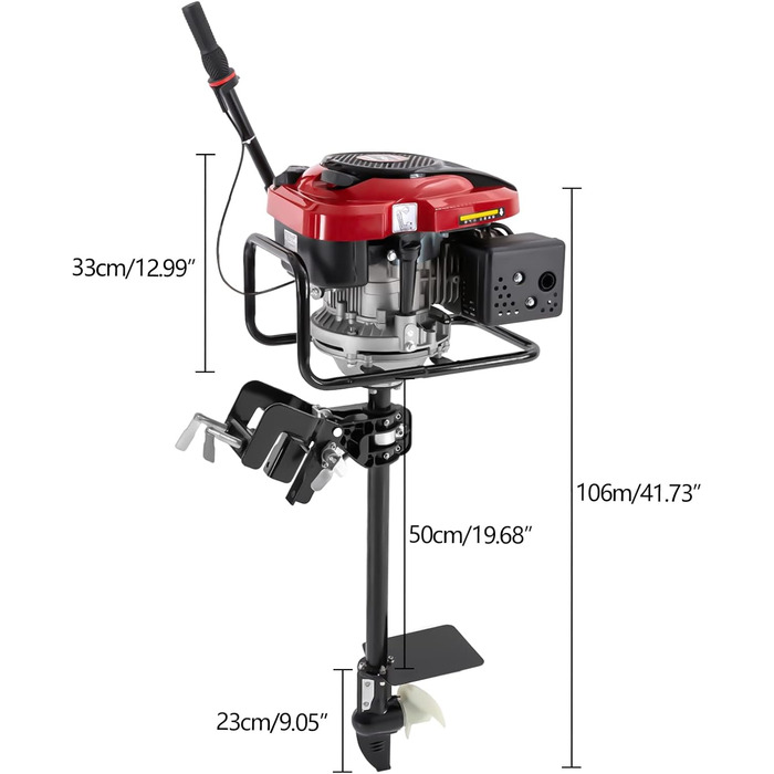 Тактний підвісний мотор, бензиновий двигун для човна, 8 к.с., повітряне охолодження, підвісний мотор 196 куб.см, повітряне охолодження, до 4500 об/хв, для надувних човнів, рибальських човнів, 4-