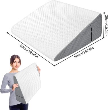 Клиноподібна подушка для ліжка та дивана, ергономічна подушка для читання з піни з ефектом пам&39яті при рефлюксі апное сну, трикутна подушка з піни високої щільності, для підтримки спини під час гри, читання або перегляду телевізора