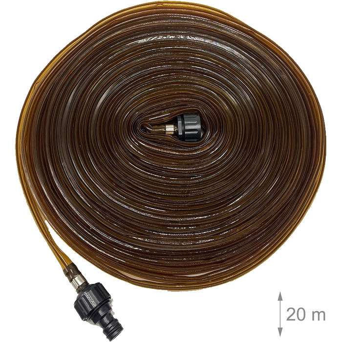 Шланг для поливу Relaxdays, 20 м, для газонів та клумб, плоский, з отворами, шланг-розпилювач, для саду, коричневий