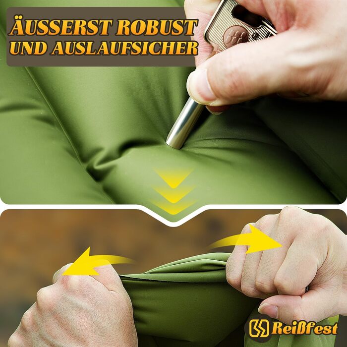 Килимок для сну для кемпінгу, подвійний кемпінговий матрац 12 см, надлегкий надувний матрац для сну для 2 осіб, невеликий розмір упаковки з ножним насосом та подушкою для подорожей, відпочинку на природі, походів, наметів, пляжу, зелений