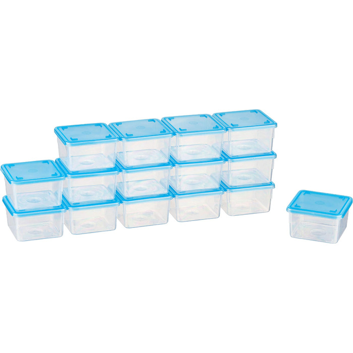 Набір контейнерів для морозильної камери MiraHome 15x0,125 л прямокутний прозорий синій ідеально підходить для зберігання та організації продуктів на кухні герметичні контейнери для зберігання з кришками австрійська якість 0,125 л (15 шт.)