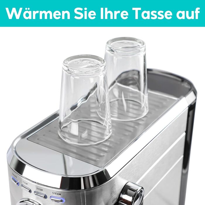 Еспресо-кавоварка з портовим фільтром 20 бар, еспресо-кавоварка з нержавіючої сталі з професійною капучинатором, маленька еспресо-