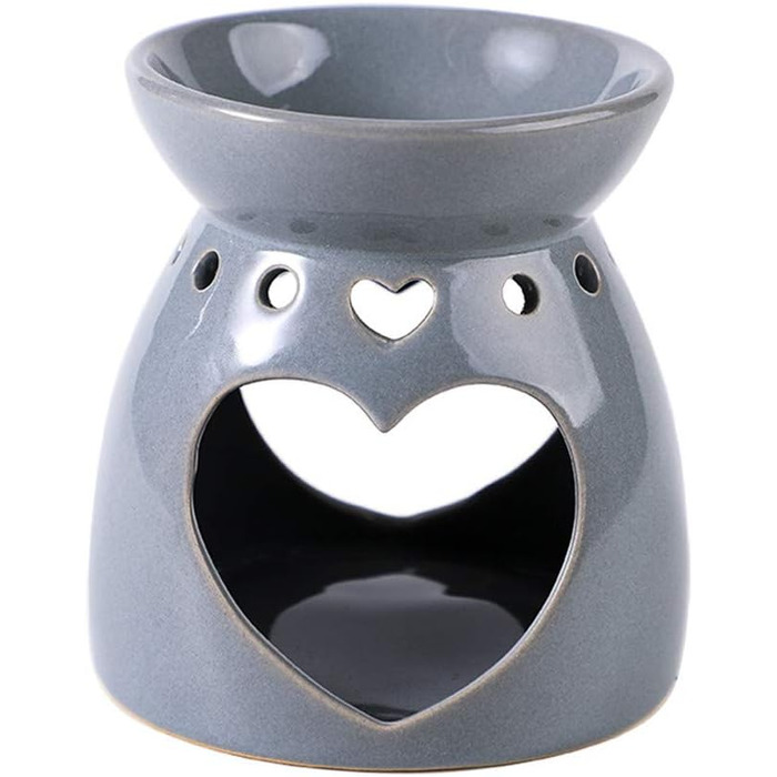 Керамічна ароматична лампа Ароматична лампа свічник, Love Hollow Wax Aroma Lamp Tea Light Holder Ароматична лампа, Декоративна керамічна ароматична лампа чайне світло для ароматерапії масла і ароматерапії воску прикраса кімнати (сірий)