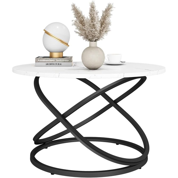Журнальний столик Vicco Calgary, білий/чорний, 79,5 x 62 см з великою робочою поверхнею