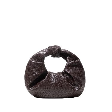 Ретро-сумочка з екошкіри з плетеним візерунком, декоративна напівмісячна сумка з вузлами, сумка Хмарка з плісе, елегантна вечірня сумка для подорожей та вечірок (Кава)