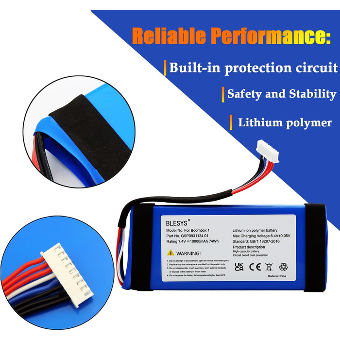 Акумулятор BLESYS GSP0931134 01 для JBL Boombox, JEM3316, JEM3317, JEM3318