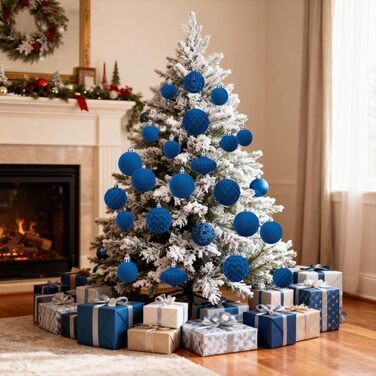 Набір оксамитових різдвяних прикрас 46 шт сині Miaikoe