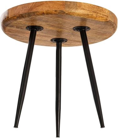 Круглий дерев&39яний журнальний столик, журнальний столик, стіл для вітальні, металеві ніжки, стільниця з масиву дерева, розмір діаметр 40 см - висота 40 см