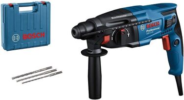 Перфоратор Bosch Professional GBH 2-21 (з патроном SDS plus, у комплекті 3 свердла SDS plus (6/8/10 мм), додаткова рукоятка, ткани