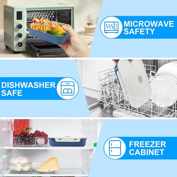 Ланчбокс дитячий з роздільниками 1400 мл, герметичний, з 4 відділеннями та приборами