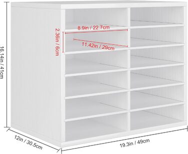 Дерев&39яний настільний органайзер з 12 відділеннями, настільний органайзер для файлів, штабелюваний лоток для файлів A4, лоток для офісних листів, підтримка чистоти на робочому столі, білий