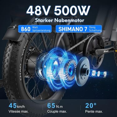 Складаний електровелосипед Fafrees FF20 Polar 20 * 4,0 дюйма, 500 Вт 45 км/год, чоловічий, подвійний акумулятор 24 Аг/26,8 Аг, запас ходу для жіночого фетбайка 150 км/170 км, вантажопідйомність електровелосипеда 150 кг, синій, акумулятор 26,8 Аг