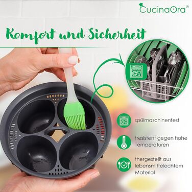 Яйцеварка CucinaOra 4 яйця Котел для яєць steamEGGS - Аксесуари Thermomix TM6 - Thermomix TM5 TM31 - Аксесуари для Thermomix Vorwerk - Thermomix TM6 Аксесуари - Браконьєри для яєць - Termomix Аксесуари TM6/TM5/TM31