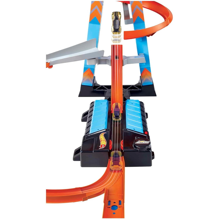 Вежа Sky Crash Tower, 60 см заввишки, з прискорювачем на батарейках та помаранчевою трасою з петлею, подарунок для дітей віком від