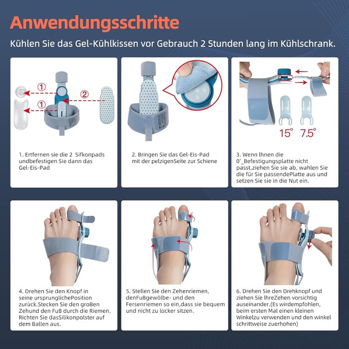 Фіксуюча пластина Tech Love для корекції вальгусного деформованого пальця ноги з подвійним натягом, шина для вальгусного деформованого пальця ноги з 3 різними кутами фіксації, синього кольору, 2 шт. и, один розмір, світло-синій, 2 шт. и