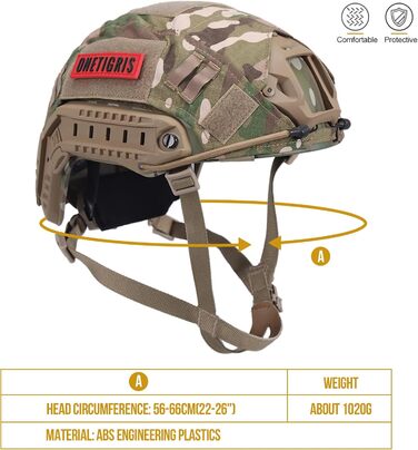 Тактичний шолом OneTigris PJ Rapid зі знімним чохлом для страйкболу та пейнтболу, колір L Caucamo