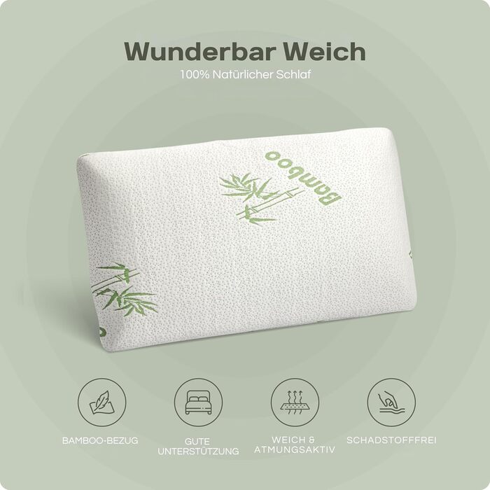 Ортопедична подушка для шиї Sleeptime - Подушка для голови виготовлена з в&39язкопружної гелевої піни (піна з ефектом пам&39яті), що знімає тиск, з бамбуковим чохлом - Розмір подушки 70x40 см - Висота 12 см