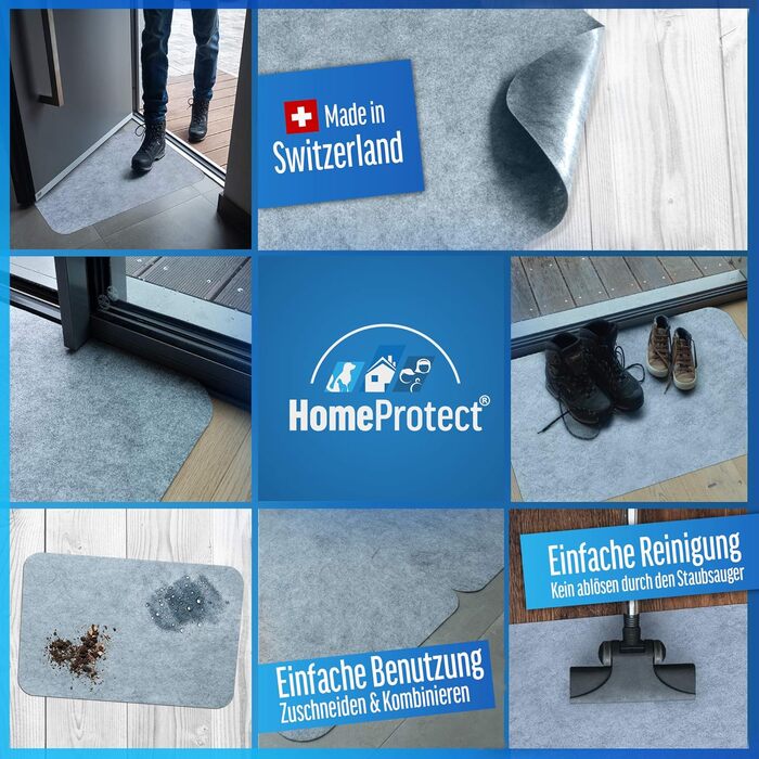 Килимок для бруду - СУПЕРТОНКИЙ 2 мм, Самоклеючий килимок для дверей, Килимок для взуття, Килимок для дверей, Килимок для очищення, Монтажний килимок, Нековзний - Миється - Сірий, Різні розміри (75 x 119 см)