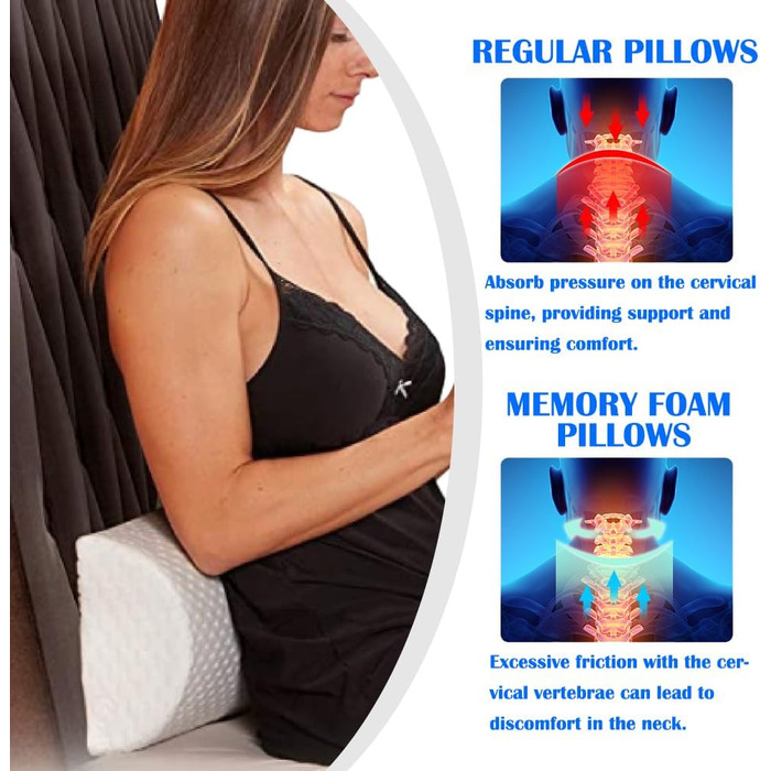 Подушка для колін FARYODI для сну на боці, напівкруглий опорний валик з піни з ефектом пам&39яті, для шиї, колін та сну на боці для полегшення болю в колінах та спині (50 * 20 * 10 см)