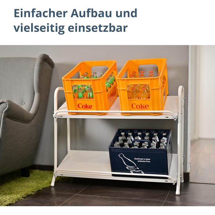 Стелаж для напоїв SCHULTE Regalwelt до 6 ящиків, 74,5x95x40 см (ВxШxГ), вантажопідйомність на полицю приблизно 60 кг, білий, стелаж для напоїв, стелаж для пивних ящиків, стелаж для пляшок, стелаж для води