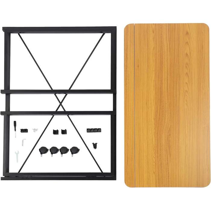 Розкладний стіл на колесах, 100x50 см, складний стіл, маленький, вантажопідйомність до 100 кг компактний мобільний комп&39ютерний стіл з гальмами для домашнього офісу, кухні, балкону, кемпінгу (білий/тик) (тикове дерево)