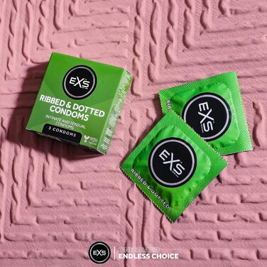 Текстуровані презервативи З натуральним латексом та силіконовим мастилом Ребристі та з крапкою Веганські Упаковка з 48 шт. (48 шт. в упаковці)