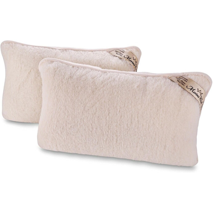 Подушка з мериносової вовни з етикеткою якості, подушка для сну, 900 г мериносової вовни, 40 x 80 см, натуральна вовна, 1 шт.