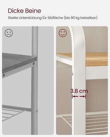 Вішалка для одягу VASAGLE, Шафа з лавкою для взуття, Дизайн 4-в-1, 9 знімних гачків, Штанга для одягу, Вхідна зона, Коридор, 33,7 x 72 x 183 см, Сучасний, Дубово-білий HSR40W 72B см Кремовий