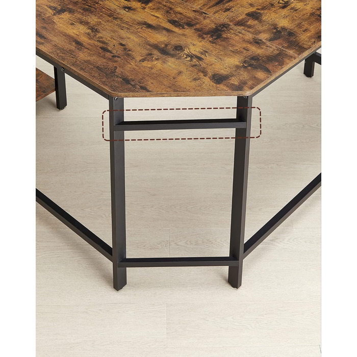 Стіл VASAGLE, Г-подібний комп'ютерний стіл, 138 x 138 x 76 см, кутовий стіл з 2 полицями, компактний офісний стіл, ігровий, домашн