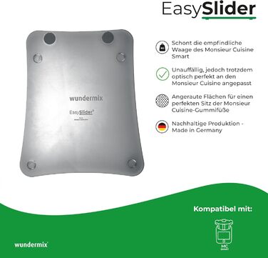 Розсувна дошка EasySlider з акрилового скла для Monsieur Cuisine Smart Планер для кухонного комбайна Monsieur Cuisine Розсувна дошка MCC Smart Anthracite сіро-прозора