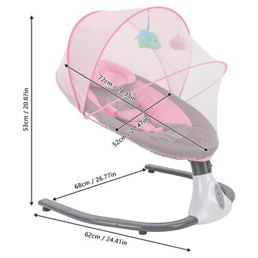 Рожевий електричний дитячий шезлонг гойдалка Bluetooth USB вишибала Колиска для крісла-гойдалки
