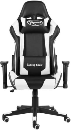 Поворотне ігрове крісло, білий ПВХ, ігрове крісло для дорослих, вантажопідйомність 150 кг