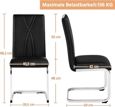 Комплект обідніх стільців Yaheetech з 2 шт. , кухонний стілець, консольний стілець з металевою основою, ергономічний стілець для відвідувачів, консольні стільці для їдальні/кухні/ресторану, чорний 2 чорного кольору