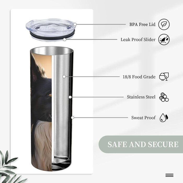 Кухоль з прямою трубочкою, дизайн Бордер-коллі, принт, дорожній кухоль, підходить для кемпінгу, офісу та дому, 590 мл