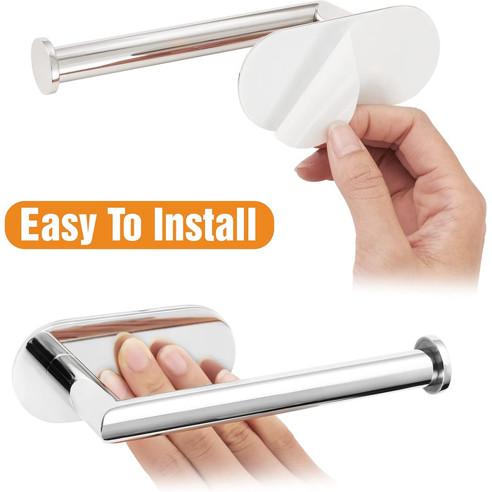Тримач для туалетного рушника без свердління, хромований тримач для туалетного рушника з нержавіючої сталі SUS304 для кухні та ван