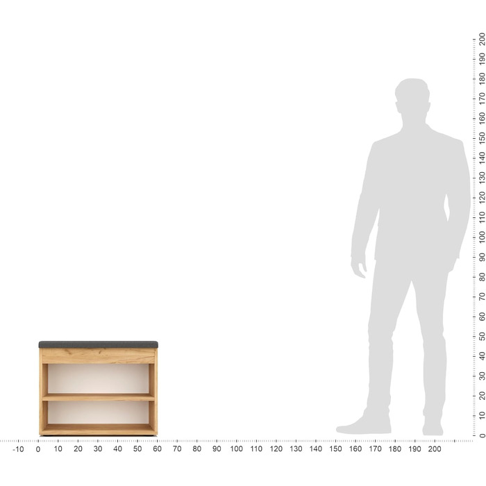 Лавка для взуття KOMTO з сидінням - Полиця для взуття Лавка з місцем для зберігання Медовий дуб 60 x 48 x 32 см Маленька шафка для взуття з лавкою Лавка для передпокою Гардеробна лавка Sofia Медовий дуб Оббивка сіра 60 x 48 x 32 см