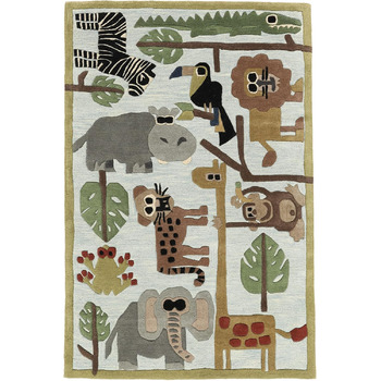 Зоопарк ручної роботи, Килимок для дитячої кімнати, 170 x 240 см, Дитячий килимок для дітей, Ігровий килимок для немовлят, Сучасни