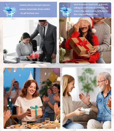 Регульований носильник для шиї надувна подушка для шиї з маскою для сну, підтримка шиї для шийного відділу хребта та полегшення болю в шиї для подорожей, роботи та кемпінгу (синій) Синій 1