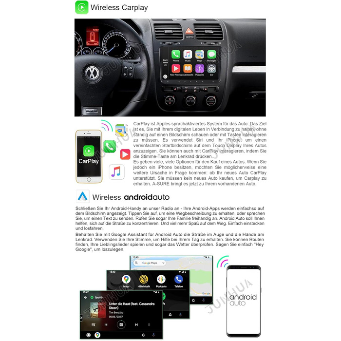 Автомобільне радіо ACAVICA для VW Golf 5 6 Polo Skoda Seat Passat Android 13 232 ГБ 9-дюймовий екран Автомобільне радіо Стерео Супутникова навігація Carplay Android Auto Bluetooth FM