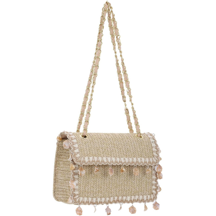 Літня пляжна сумка-тоут для жінок, плетена сумка для відпочинку з маленьким ланцюжковим клатчем, колір хакі