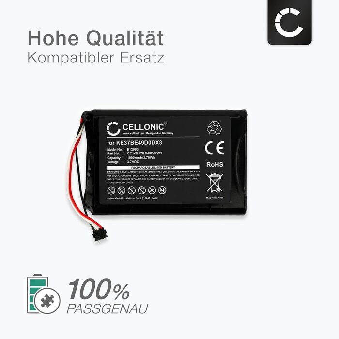 Акумуляторна навігація, сумісна з Garmin Edge 810, Edge 800, Edge Touring (1000 мАг, 3,7 В) 2 шт. заміна 361-00035-00, KE37BE49D0DX3 2 шт. 1000 мАг